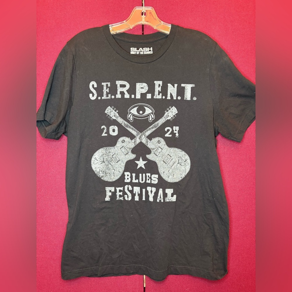 Slash Black Short Sleeve Tee with Vintage Graphic